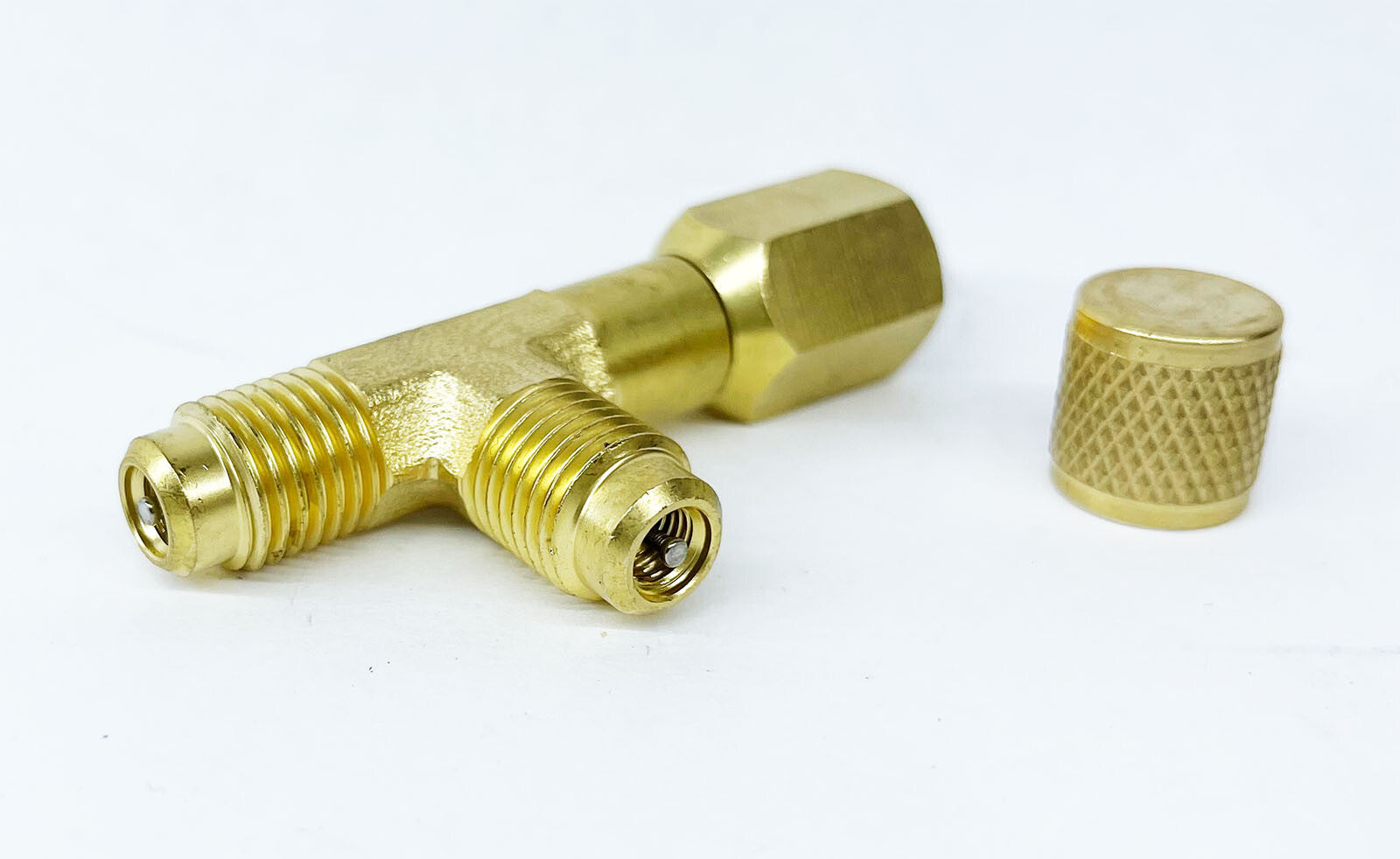 Refrigerant Quick Coupler Access Tee Split Connector 1/4'' Valves Core Adapter