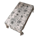 Elegant Floral Cotton Linen Tablecloth For Modern Or Bohemian Kitchen
