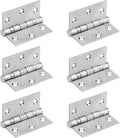 6 Pack 3" X 3" Square Door Hinges, Stainless Steel Butt Hinges, Ball