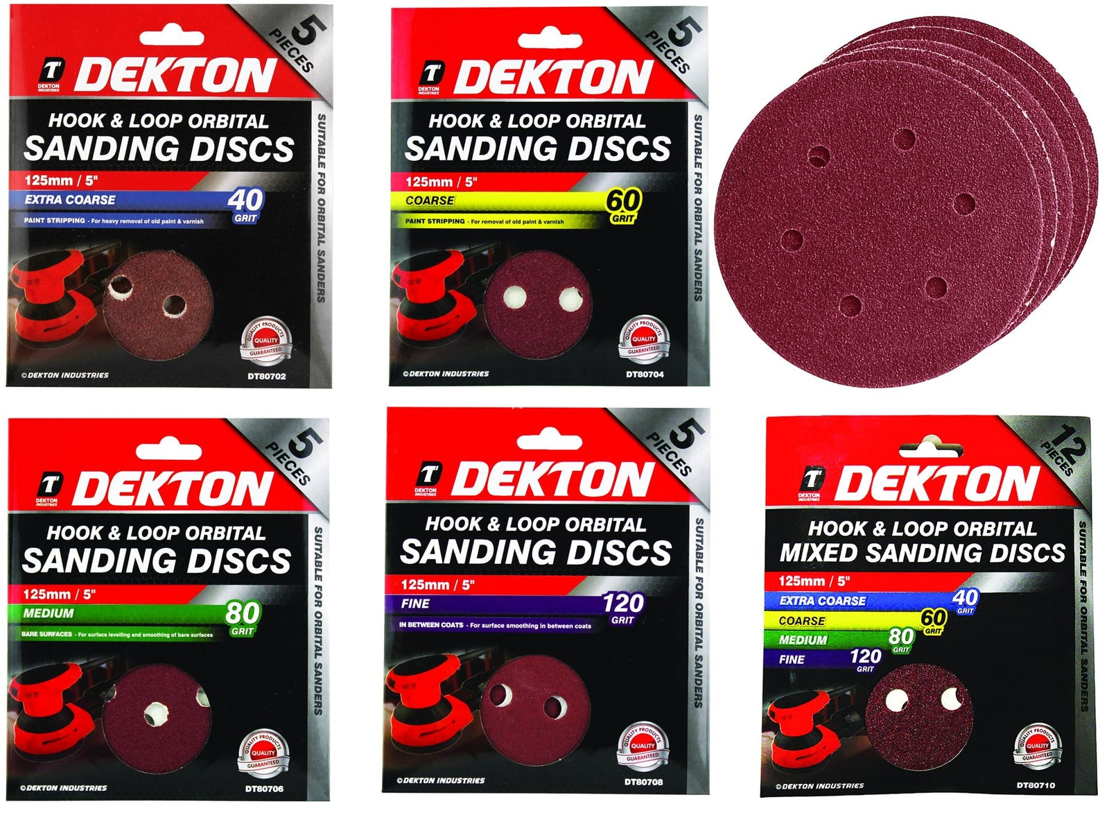 Dekton 125mm Orbital Sanding Sheet Discs