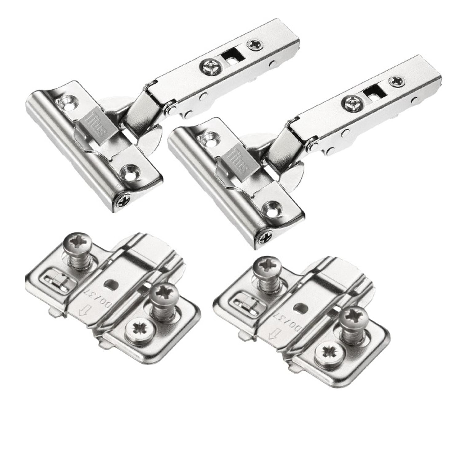 Titus T-type 110° Full Overlay Hinge Soft Close & Plates (2 Pack)