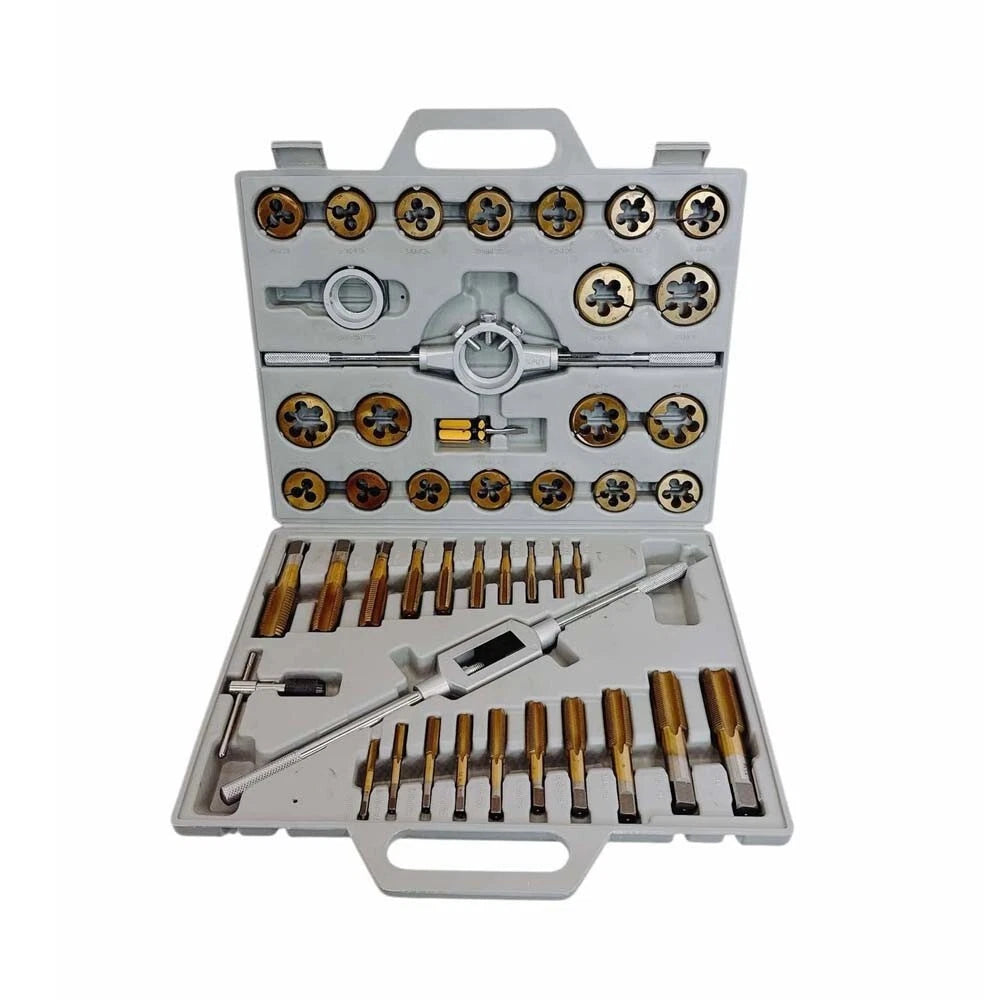 Tap & Die Set Titanium Coated Sae Standard Coarse Threads Handle
