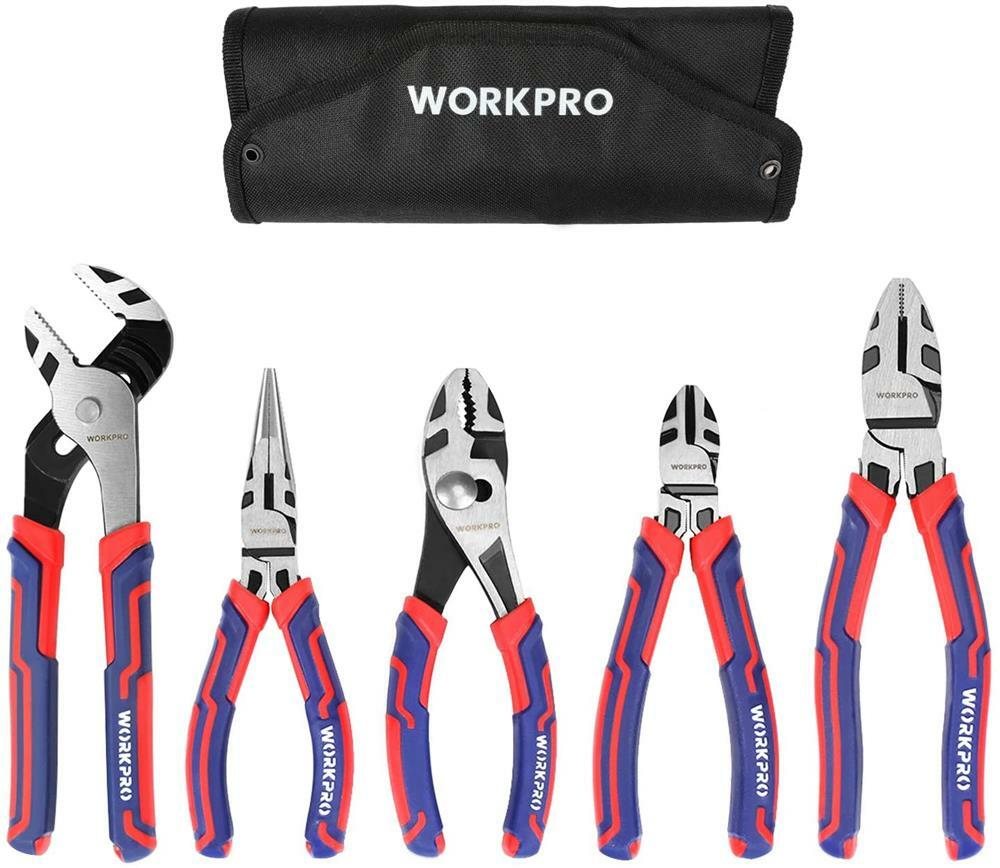 WORKPRO 5-Piece Pliers Set with Storage Pouch by WORKPRO