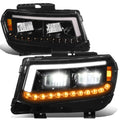 Fit 14-15 Chevy Camaro Black Housing LED DRL+ Sequential Signal