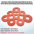 Red Silicone Foam Washer ID 2mm to 36mm