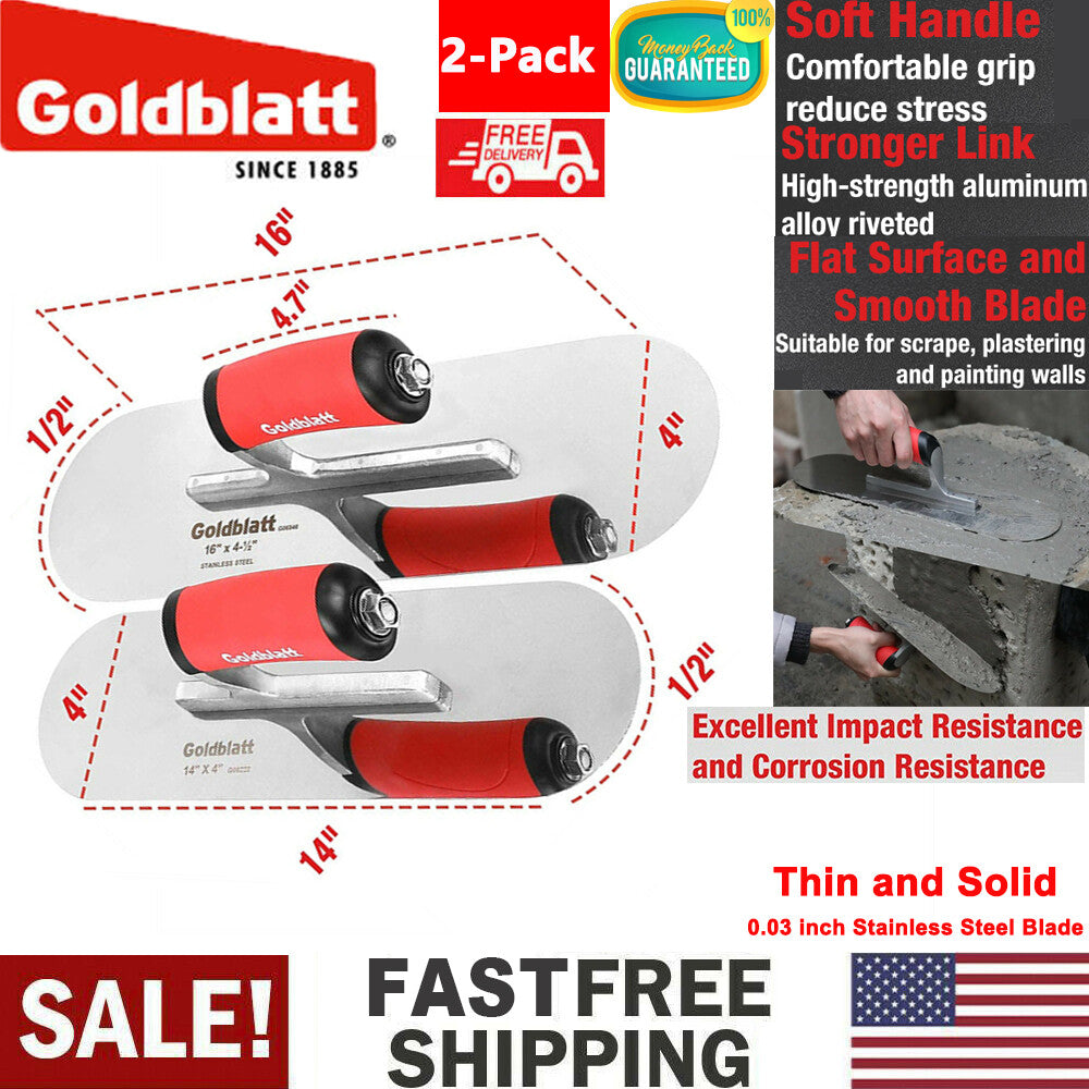 Goldblatt 2PC Plastering Trowel Set Concrete Cement Finishing Trowel