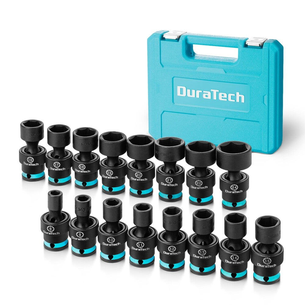 DURATECH 16PC 3/8" Dr Swivel Socket Set