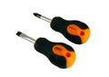Profession 38mmL Stubby Screwdriver Cr-V Magnetic Tip Slot6+Ph2 Egrogrip Handle