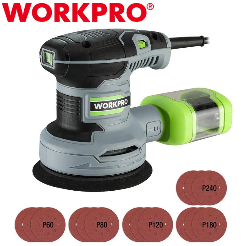 WORKPRO 5" Random Orbit Sander 6 Variable Speeds Sander 7000 to 14000 RPM 2.5Amp