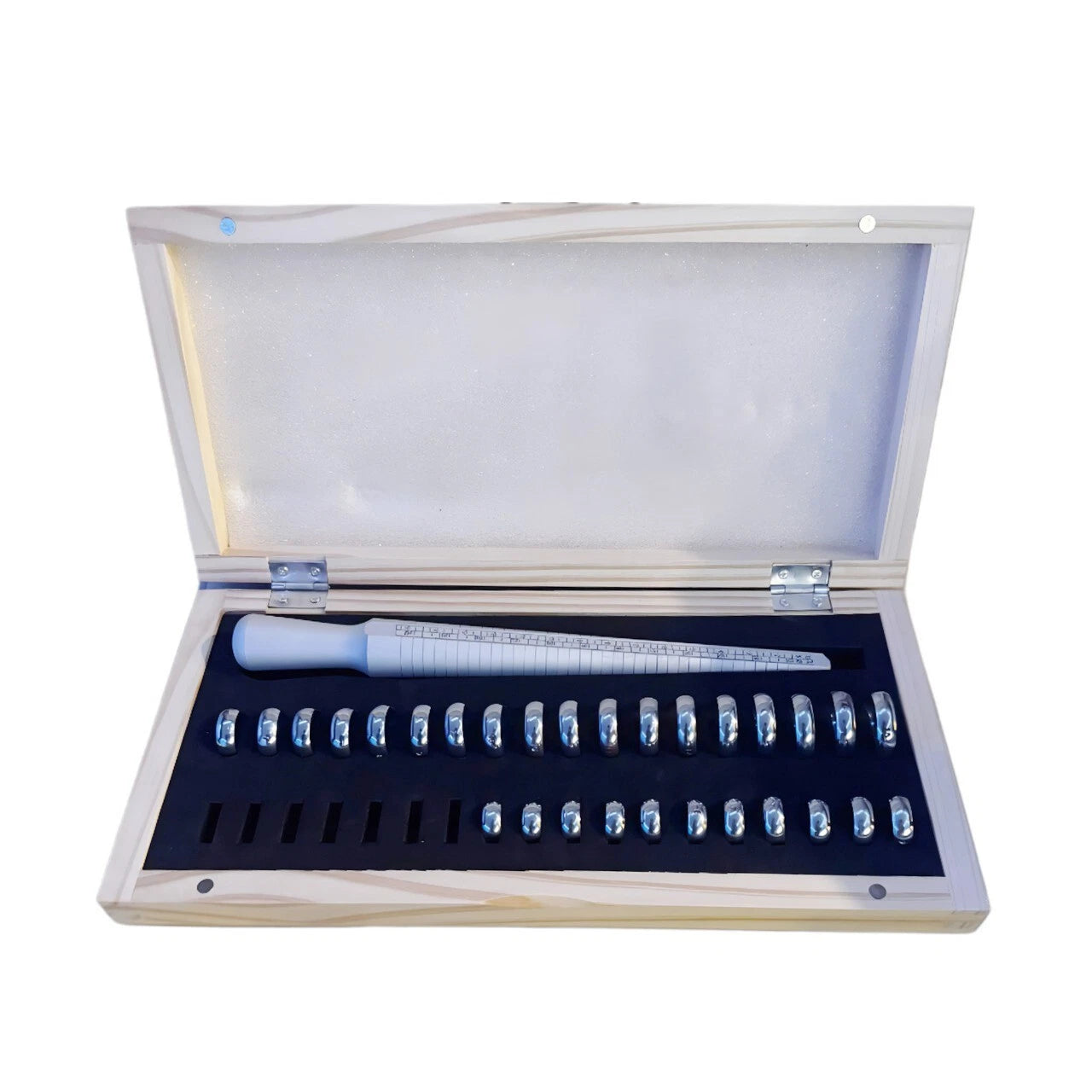 Wedding Ring Gauge Kit 7mm Us Std. Sizes 1-15 With Wooden Box -