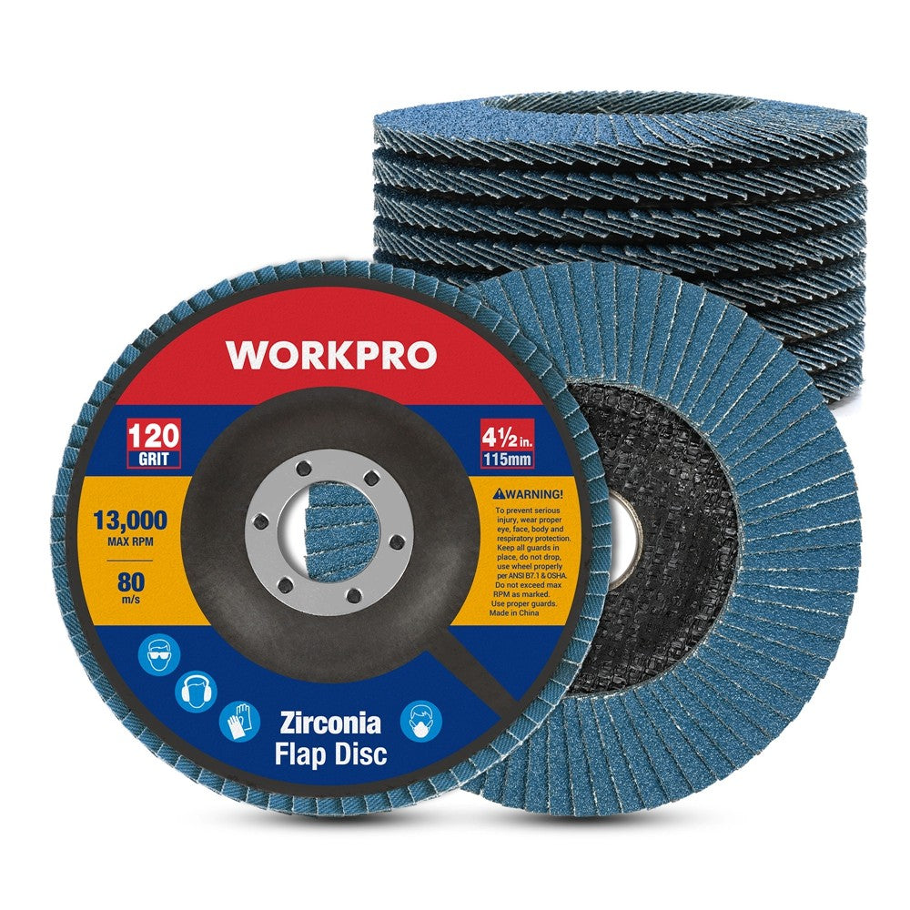 WORKPRO 10pc 4-1/2" Flap Disc Grinding Wheel by WORKPRO