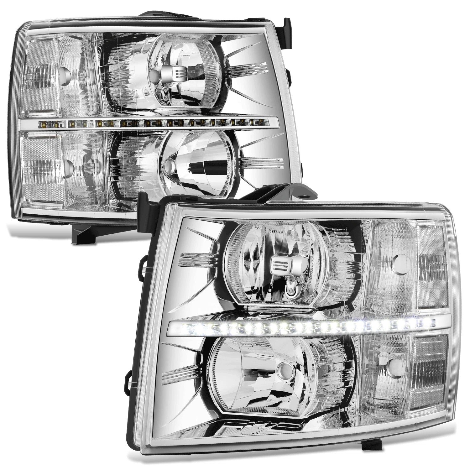 [Led Drl Strip]fit 07-14 Chevy Silverado Chrome | Built Supply Co