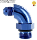 AN -6 (-6 AN) to ORB-8 ( AN-8 3/4" UNF) O-Ring Boss 90 Degree Full