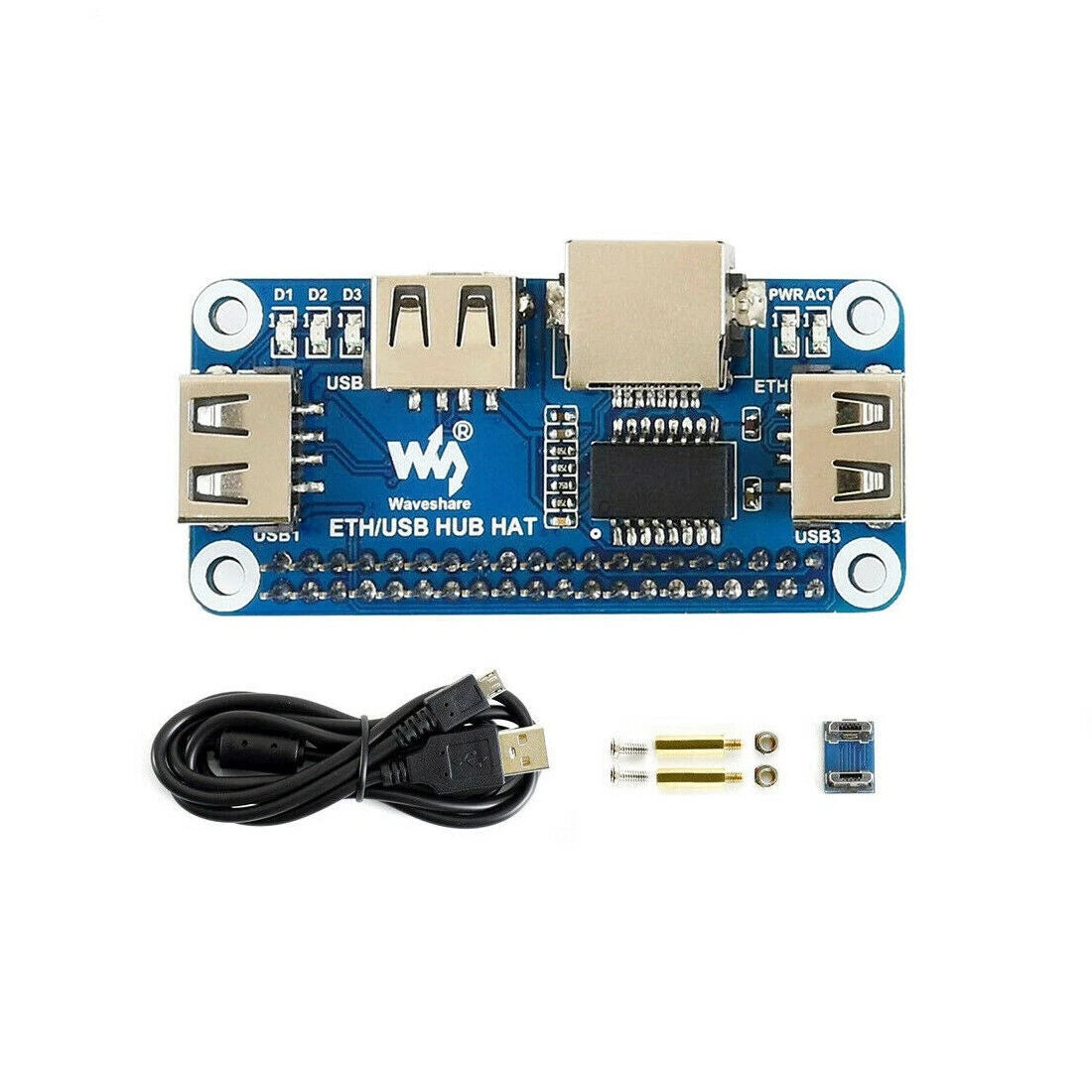 Ethernet Usb 2.0/1.1 Rj45 Hub Hat Board Kit For Raspberry Pi
