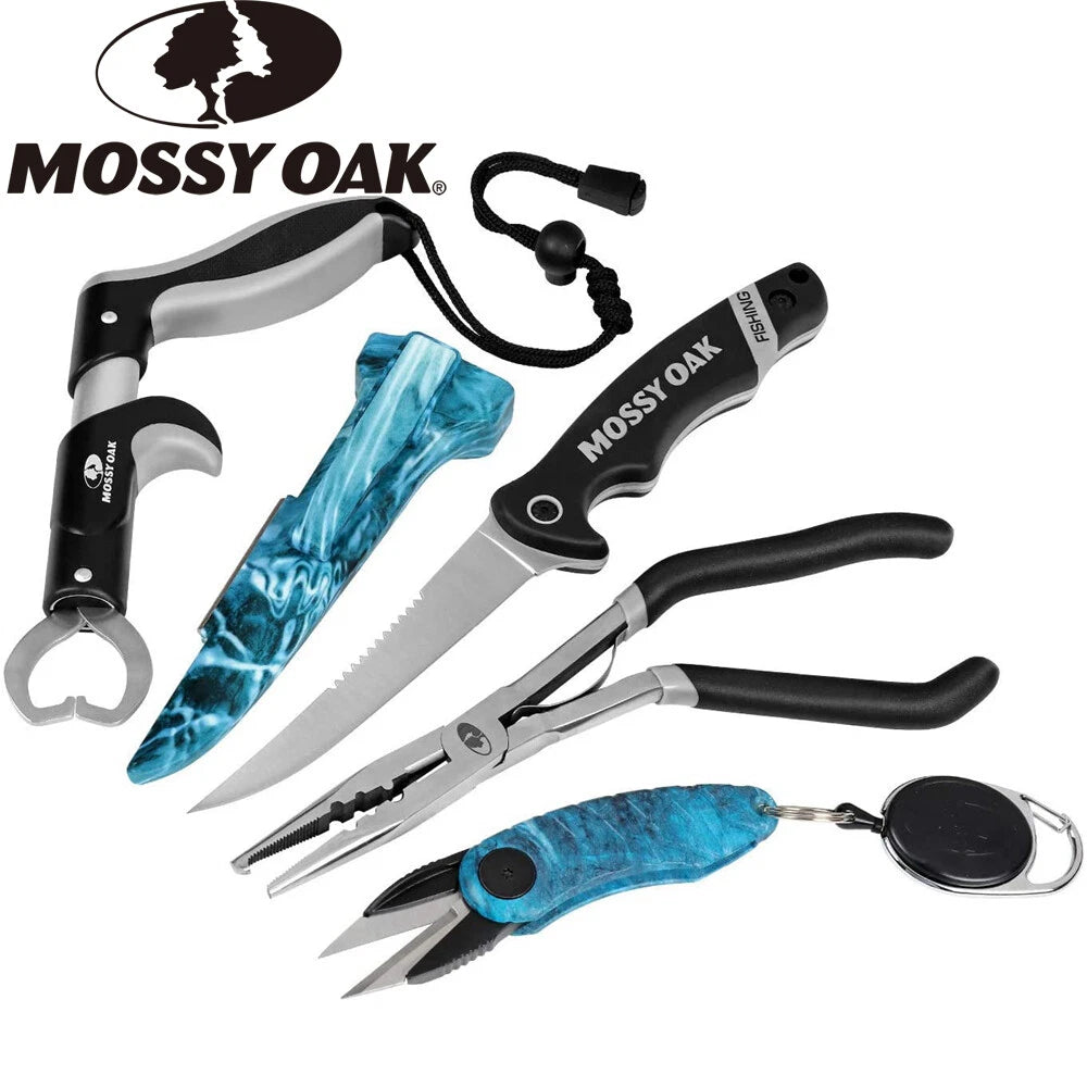 Mossy Oak Fishing Tool Kit Fillet Knife Plier Gripper Line Snip