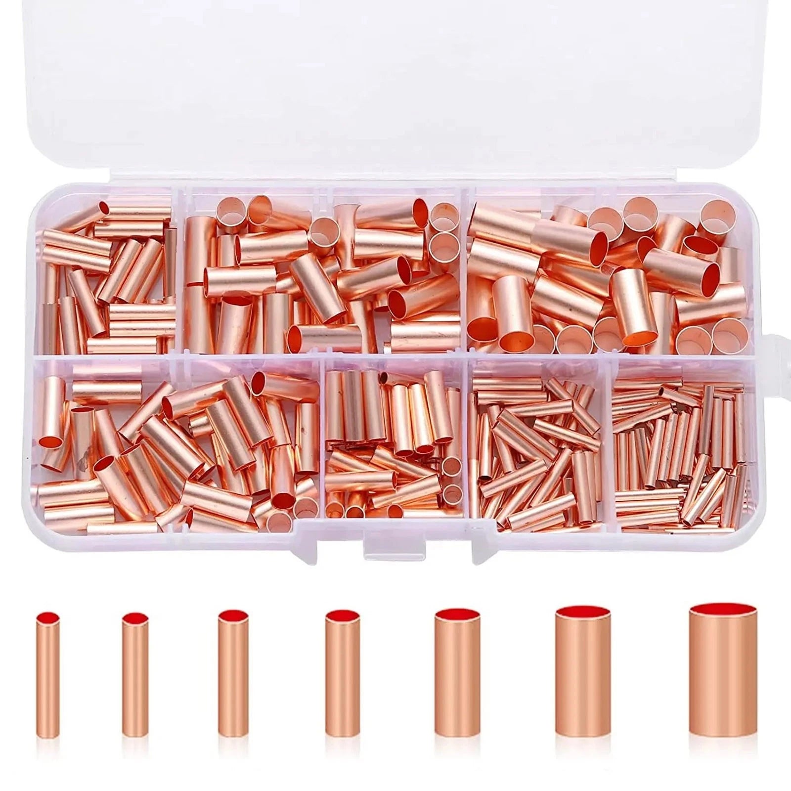Set 7 Size Wire Ferrules Kit Red Copper Crimp Connector Accessories