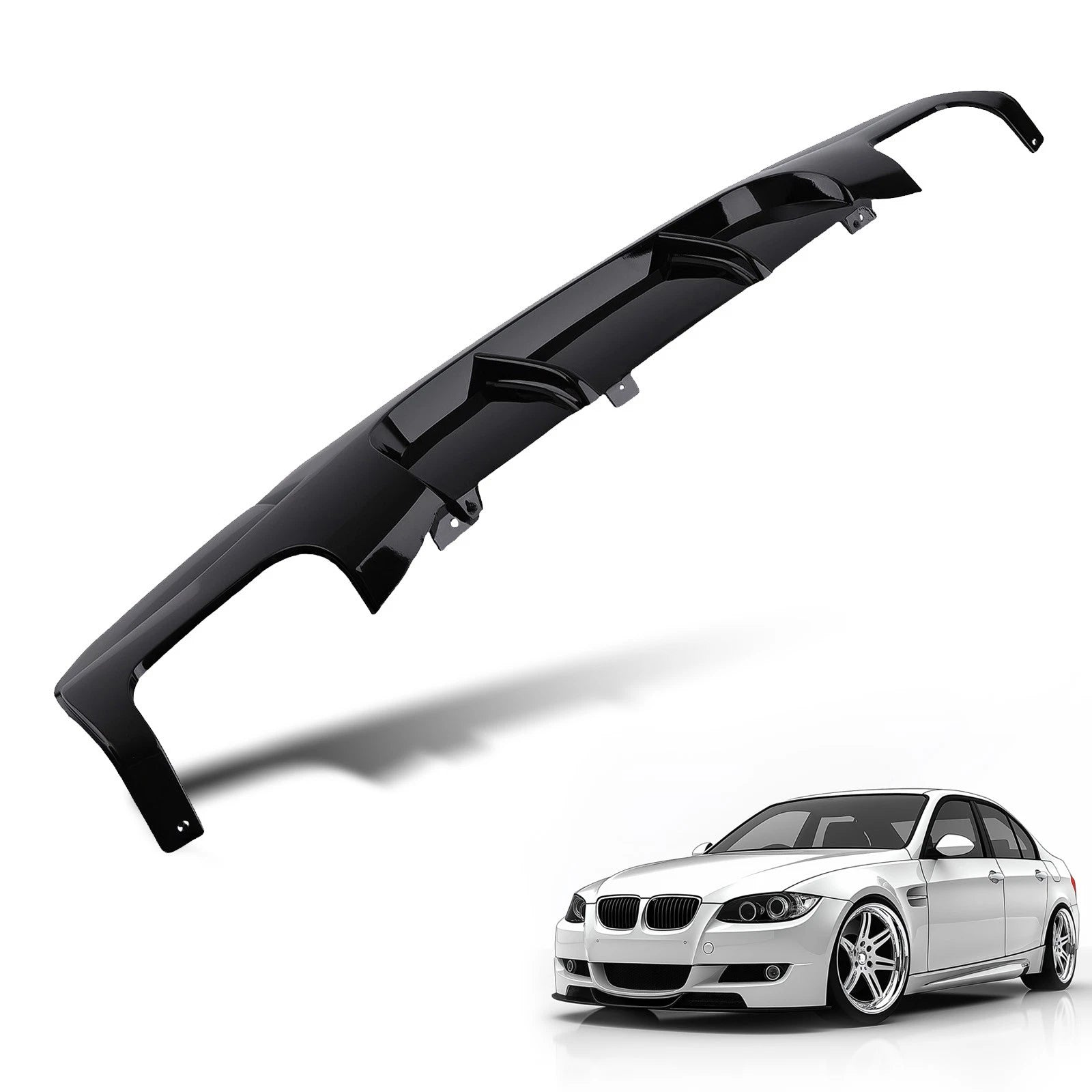 Rear Diffuser Lip for BMW E90 E91 3 Series M Sport Bumper 2005-2012 Black
