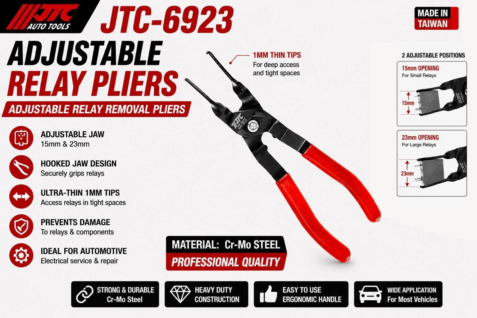 Jtc-6923 15mm 23mm Adjustable Relay Pliers 230mml | Built Supply Co