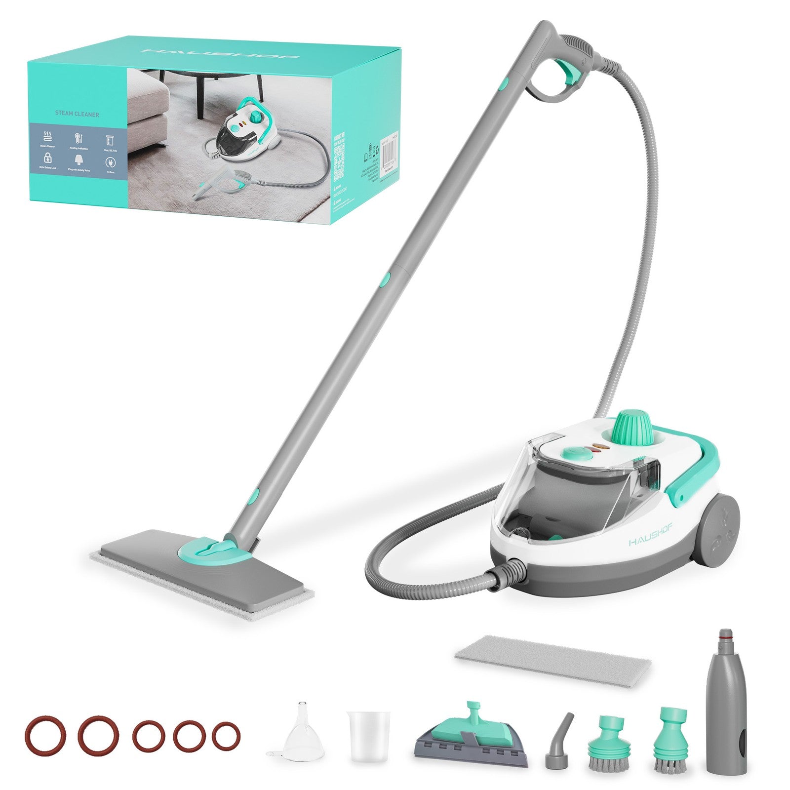 Pressurized Handheld Multi-Surface Steamer Steam Cleaner with 19pcs