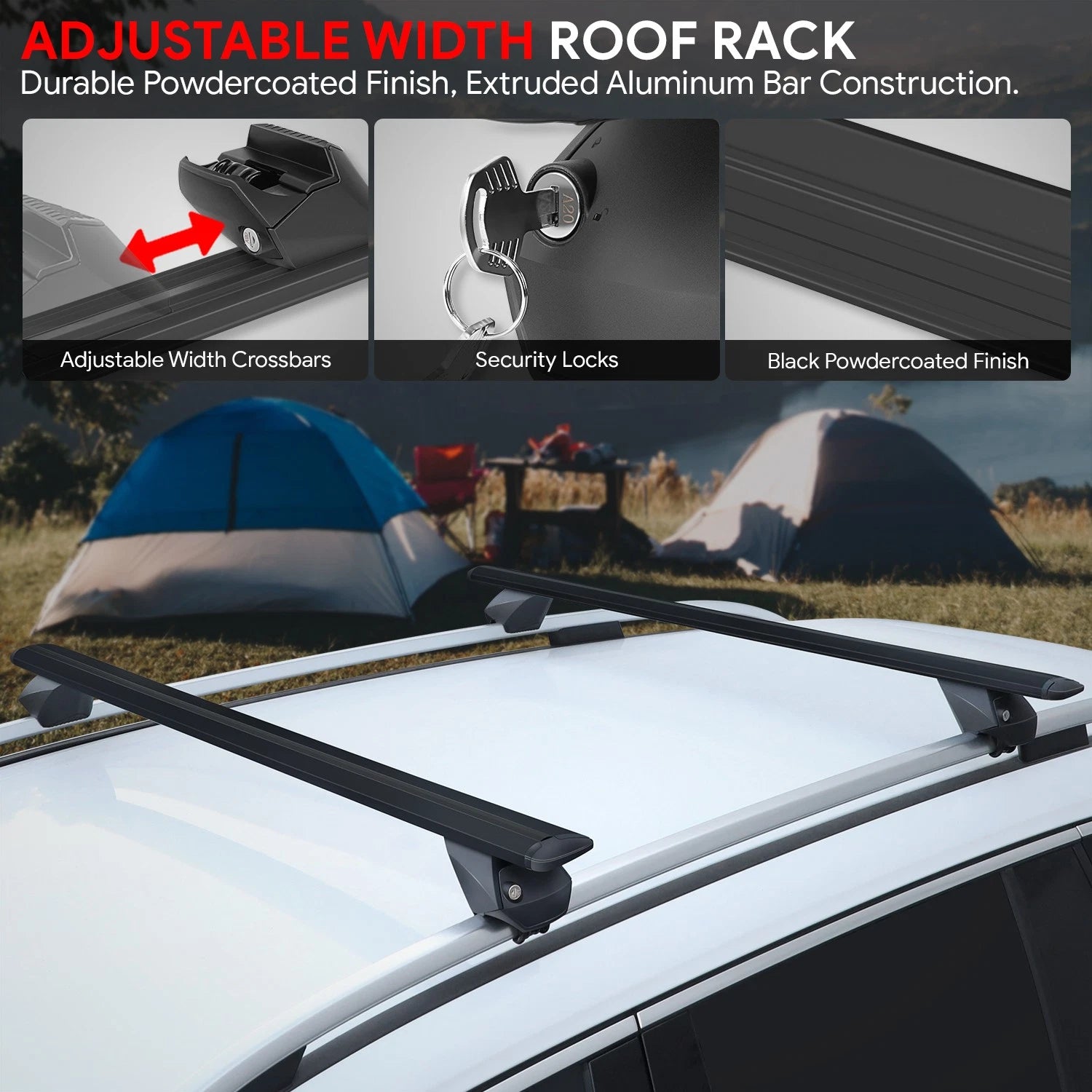 J2 38" - 54.5" Adjustable Roof Rack Cargo Carrier 55" Aluminum Cross