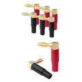 90 Degree Banana Plugs Gold Plated 4mm Dual Screw Solderless For