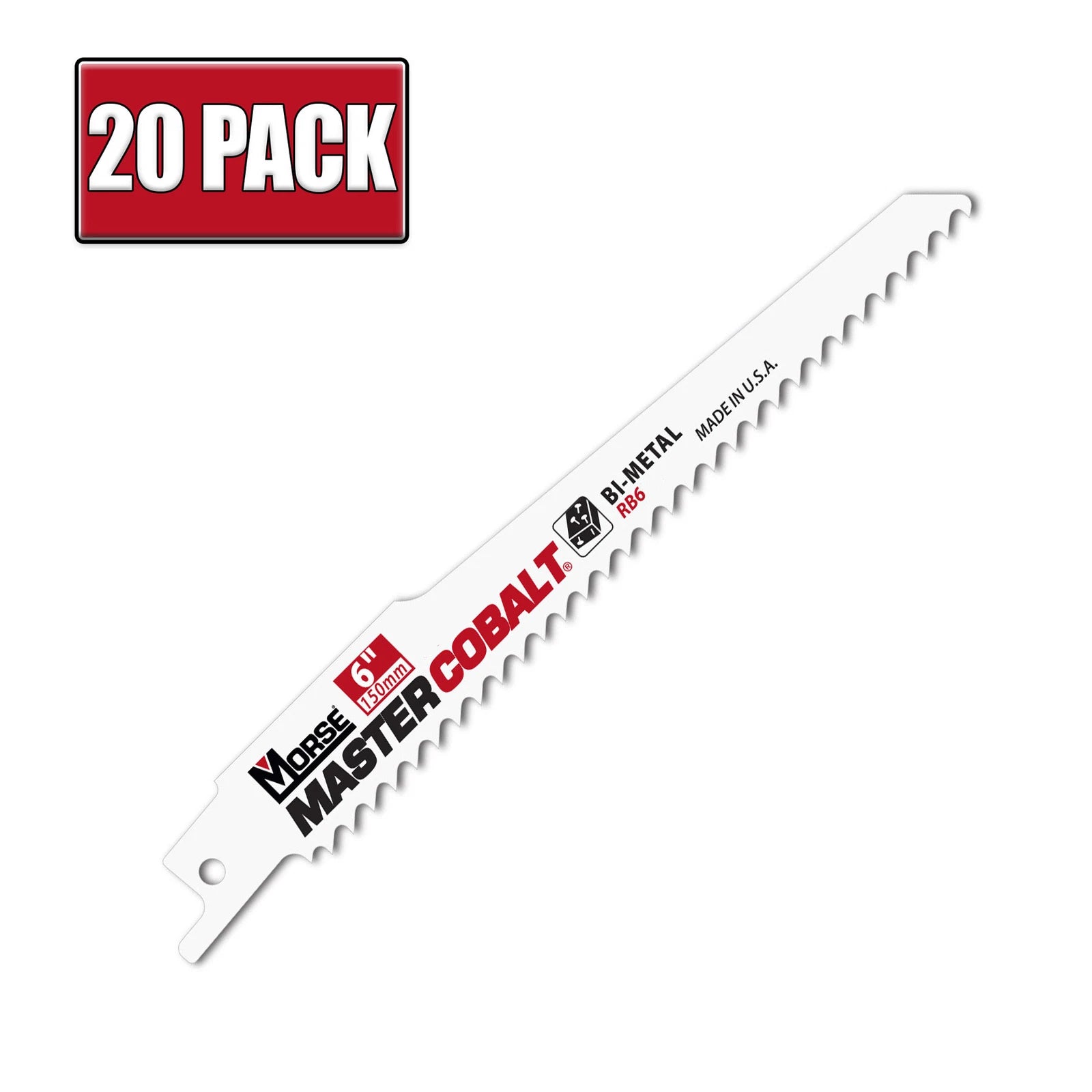 6" x .035" 6 TPI Morse Master Cobalt Bi-Metal Reciprocating Saw Blades - 20 Pack