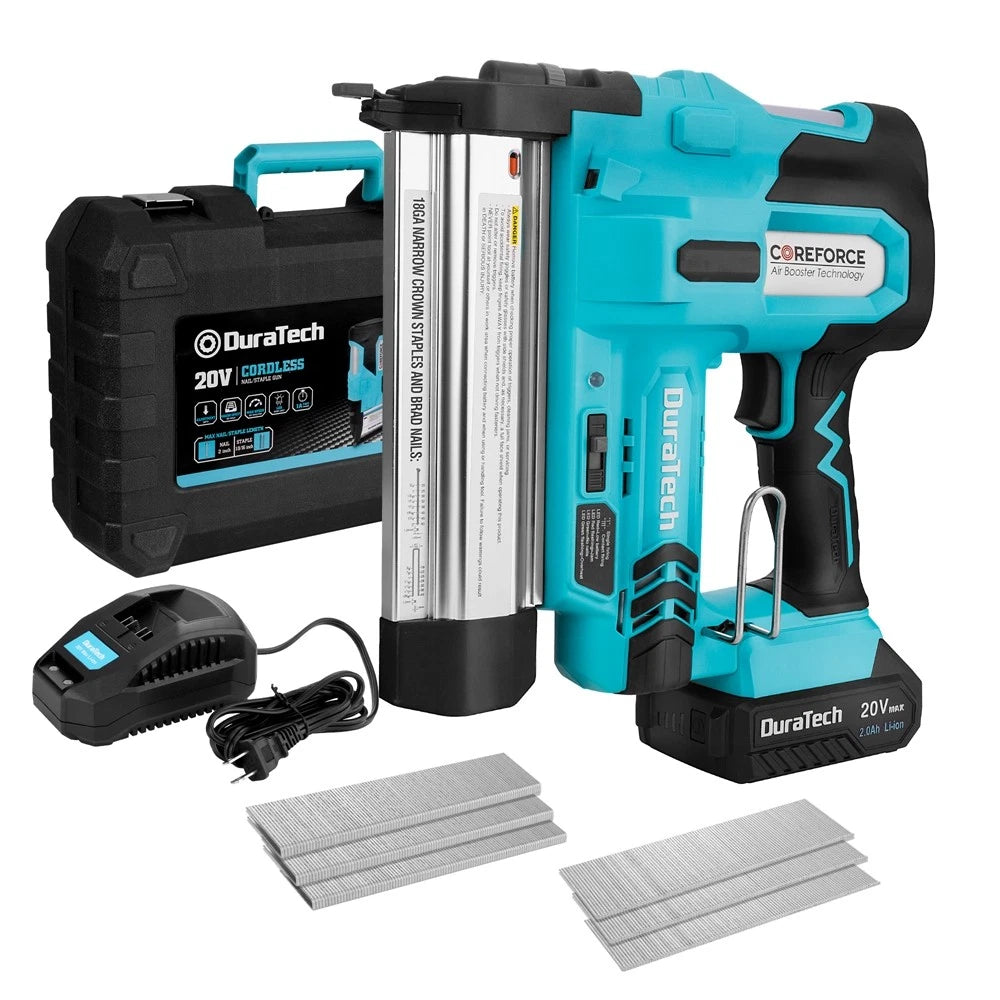 Duratech 20V 18 Gauge Cordless Brad Nailer 2-in-1 Nail/staple Gun