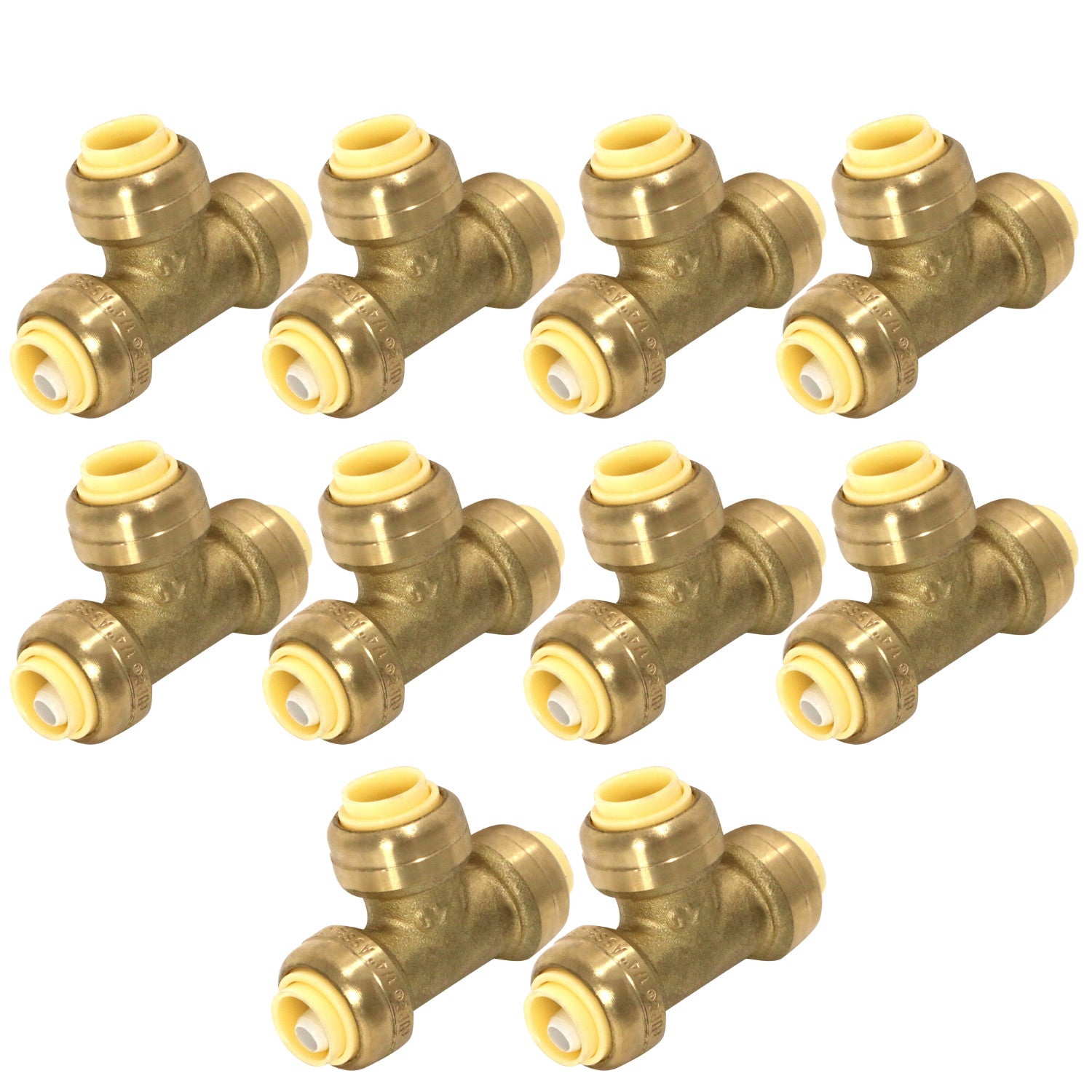 10 Pack  XFITTING 1/4" Push Fit Tee, 1/4" Push to Conne