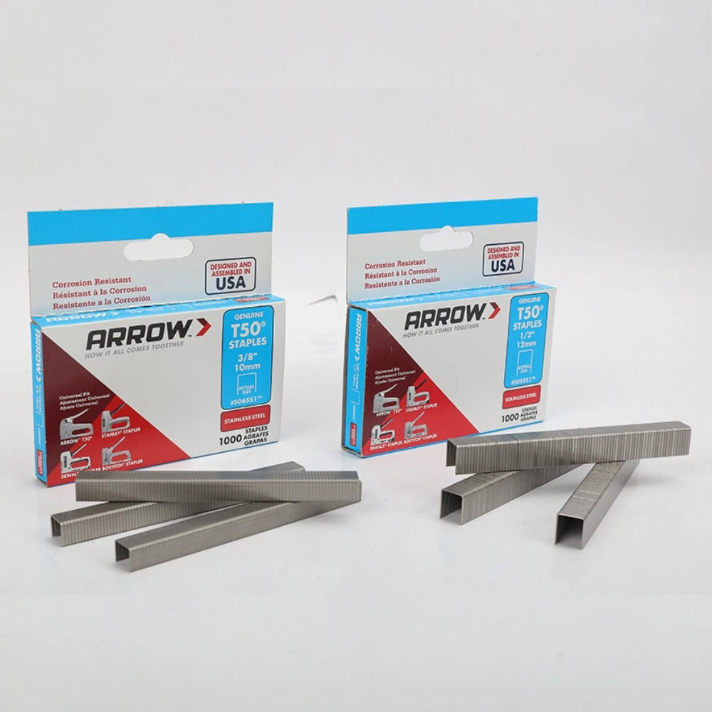 Arrow T50 Stainless Steel Staples Set 508ss1 1/2'' 12mm 506ss1 3/8''