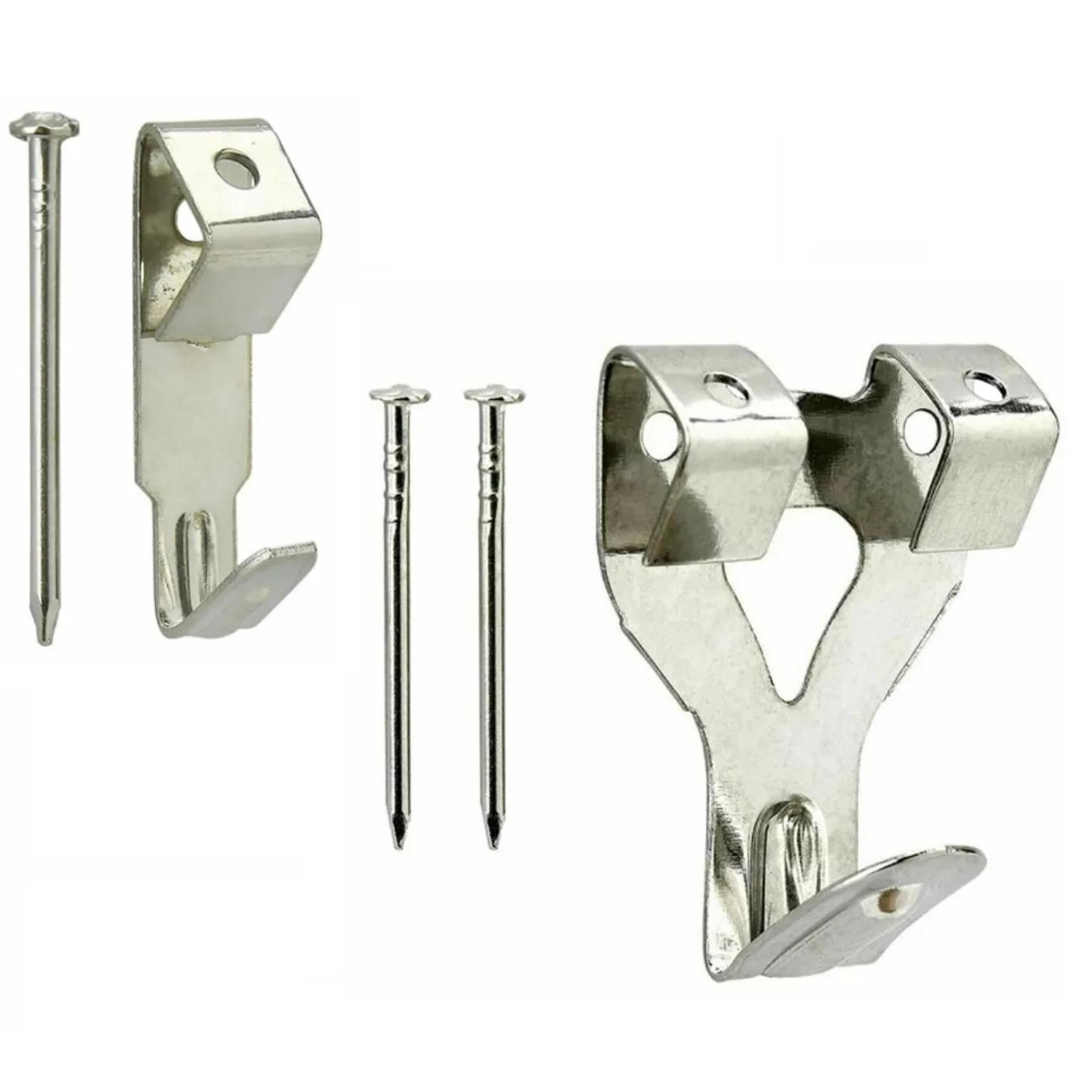 Silver Picture Wall Hooks Decorative Zinc + Pins 1, 3, 10, 25, 100