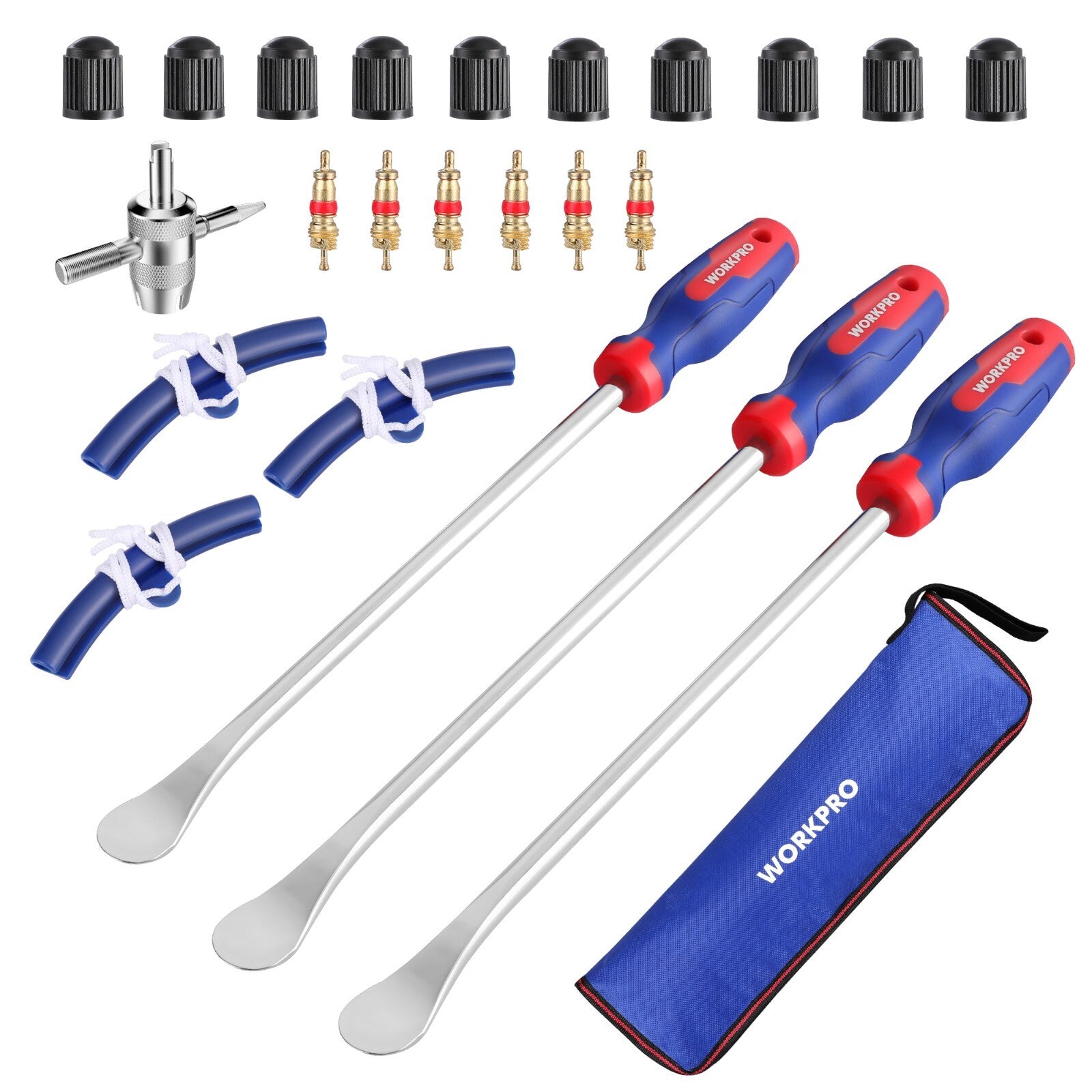 WORKPRO 14.5” Steel Tire Spoons Tool Set, 23-Piece Tire Iron Set w/Storage Bag