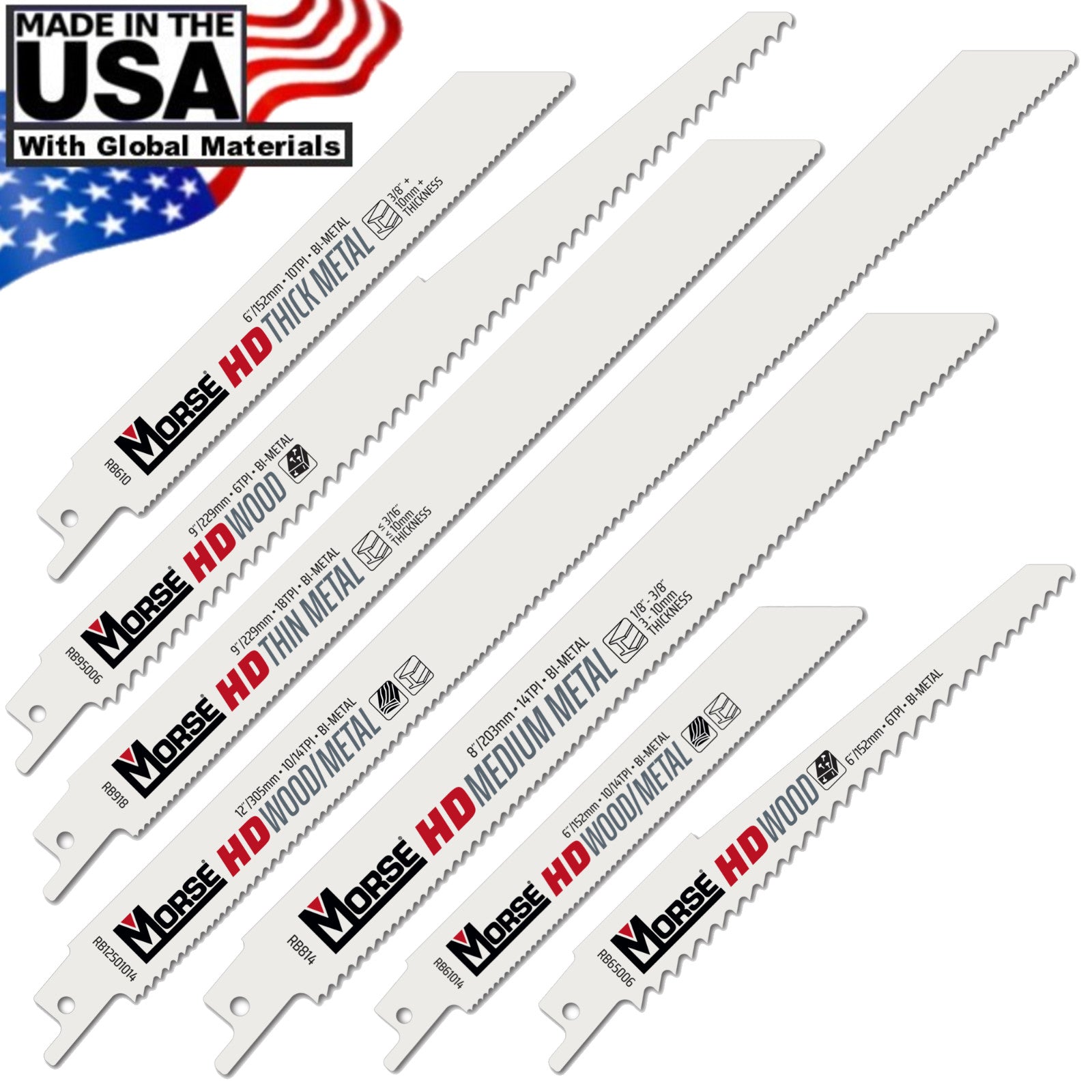 Morse 5pc Bi-Metal Recip Saw Blades Set