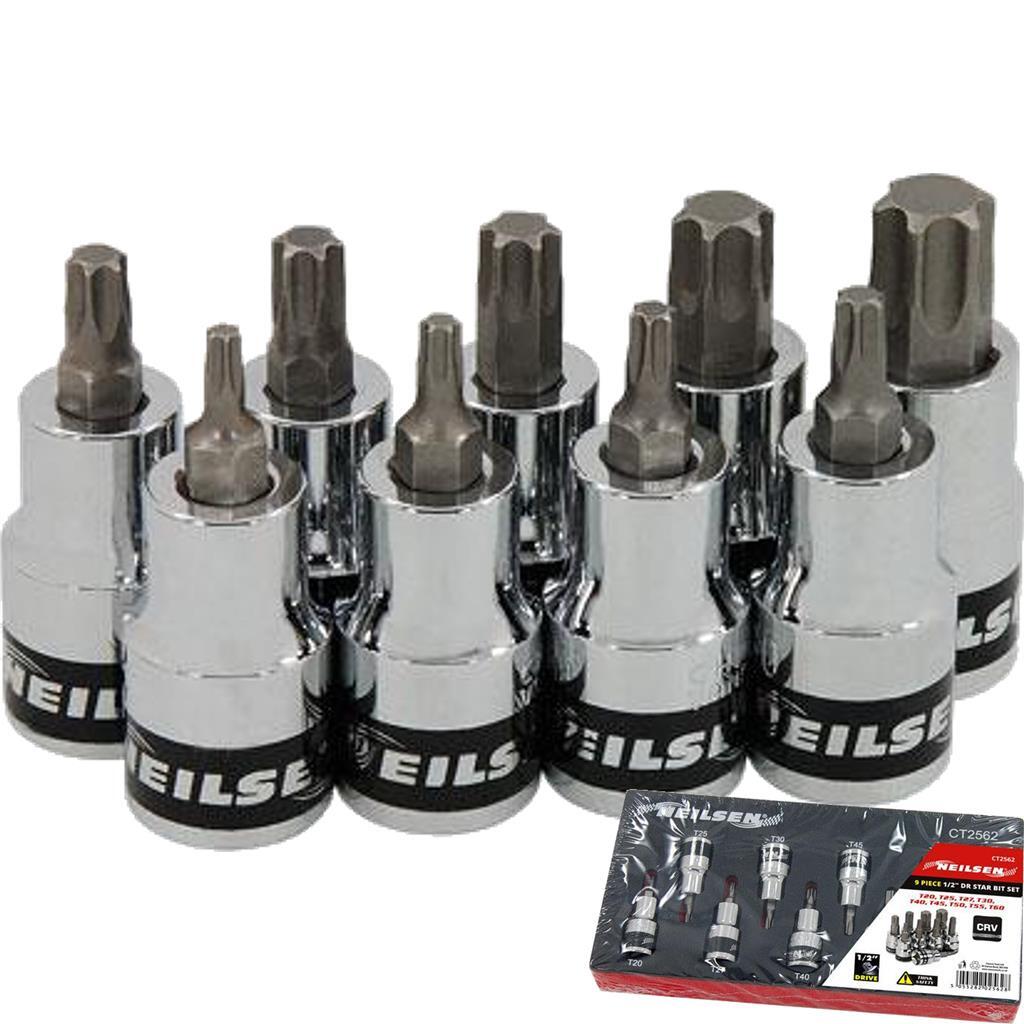 Neilsen 9pc Male Torx Bit Socket Set