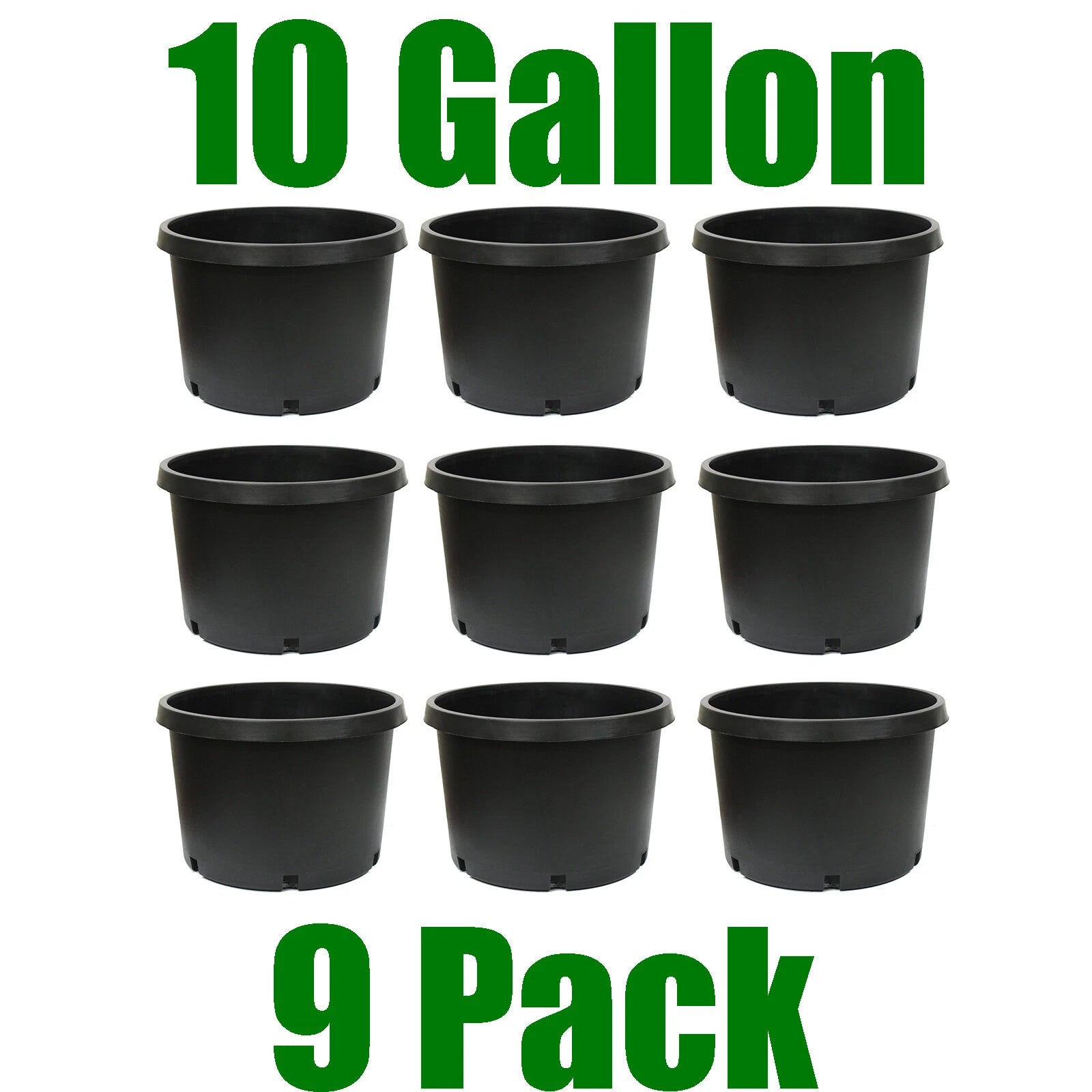 10 Gallon Round Nursery Pots Plastic Dirt Grow Container Hydroponic