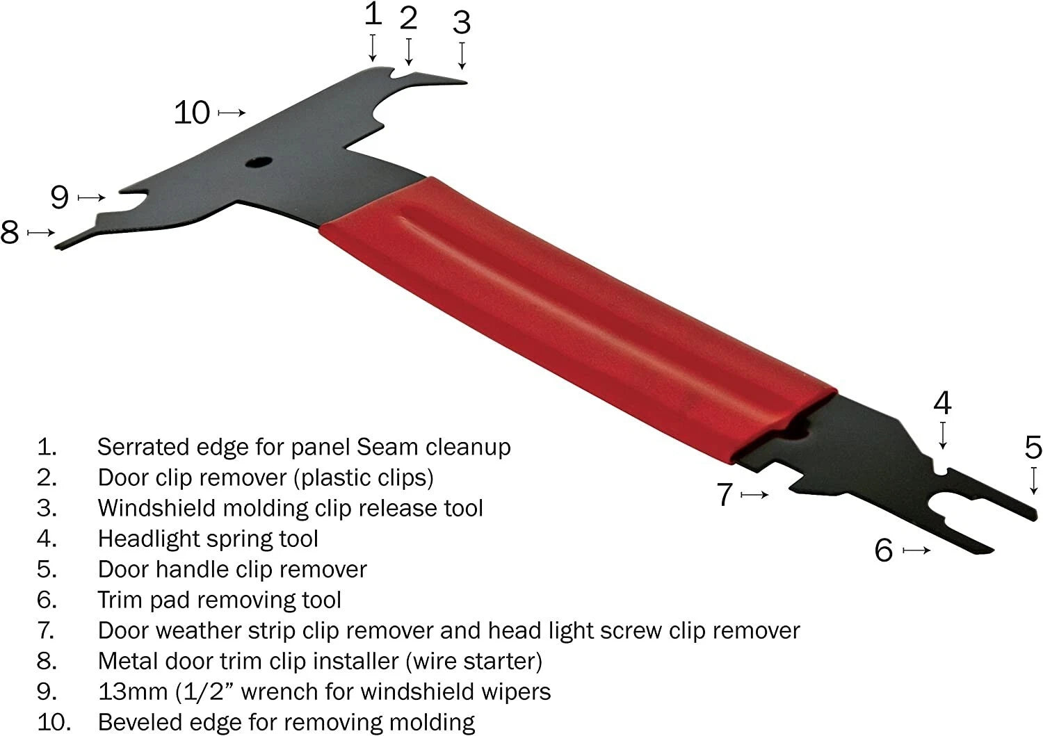 Universal 10-in-1 Panel Trim Removal Tool Car Door Seam Clean Wiper