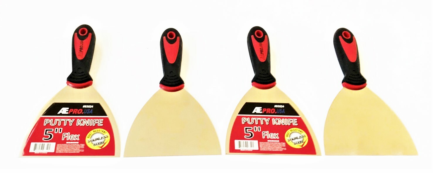 4 ATE PRO 5" FLEXIBLE STAINLESS STEEL PUTTY KNIFE KNIVES SCRAPERS DRYWALL 93524O