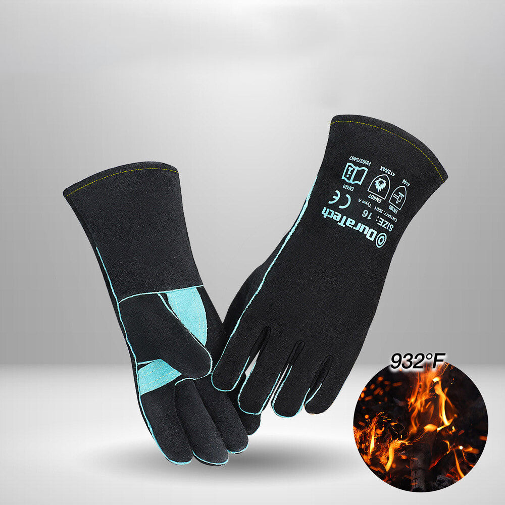 16-inch Welding Gloves Fireplace Gloves w/Heat/Fire Resistant Cow