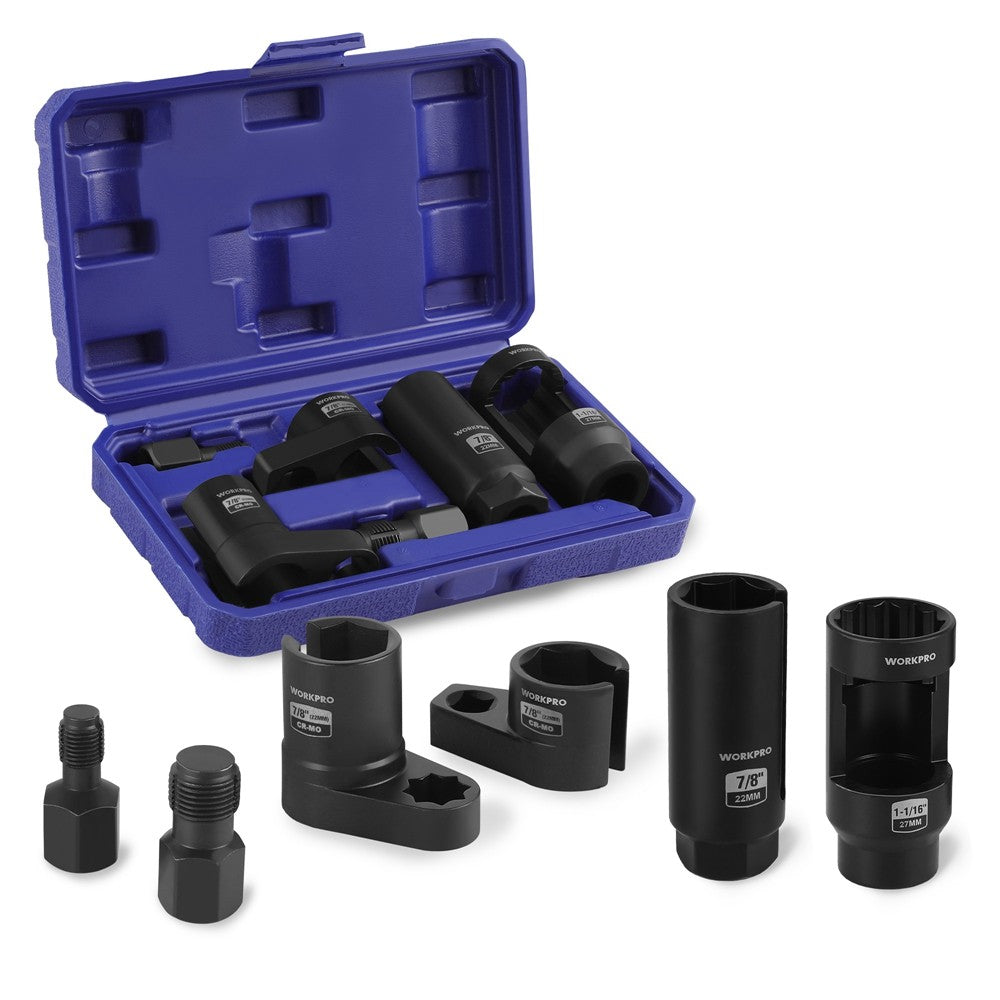 WORKPRO 6PC O2 Oxygen Sensor Socket Automotive 3/8" 1/2"Drx1-1/16"7/8"