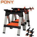 PONY 2-Pack 30-3/4" Clamping Sawhorse Bar Clamp Set Folding Saw Horses