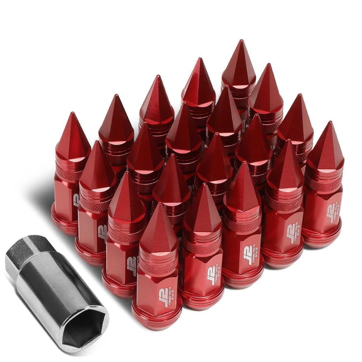 J2 7075 Forged Aluminum M12x1.25 20Pcs 8cm Spiked Cap Lug Nut Set