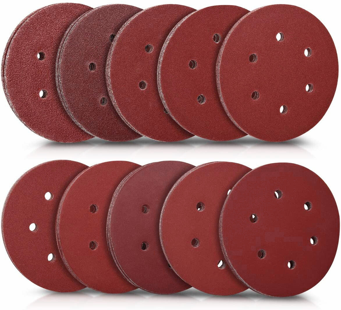 100x 6 Inch Hook Loop Sanding Discs 60-240 Grit by Unbranded