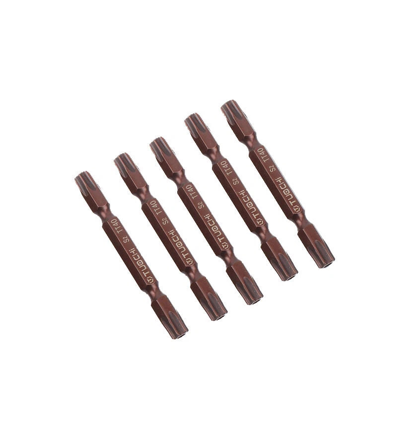 5pc 65mmL S2 Steel Magnetic Double Torx Star Head Screw Driver 1/4" Shank
