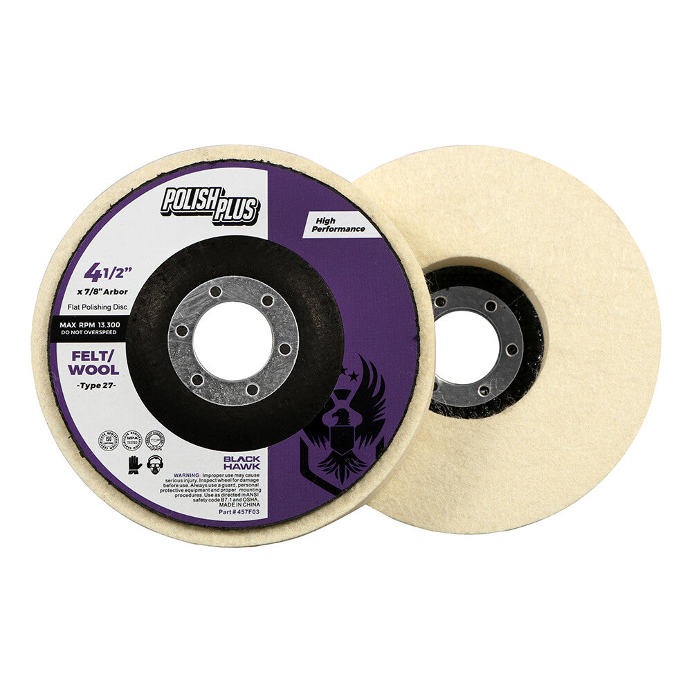 5 Pack - 4.5" X 7/8" Bha Polish Plus Felt Extra Thick Xl Flat Buffing