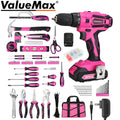 ValueMax 238PC Pink Tool Set Home Tool Kit 20V Cordless Drill Tool Set Drill Set