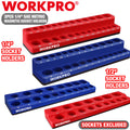 WORKPRO 2PIECES 1/2" / 1/4" Magnetic Socket Organizer Set SAE & Metric