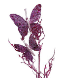 Lavender Artificial 31" Glitter Butterflies Dead Twig Spray Decor