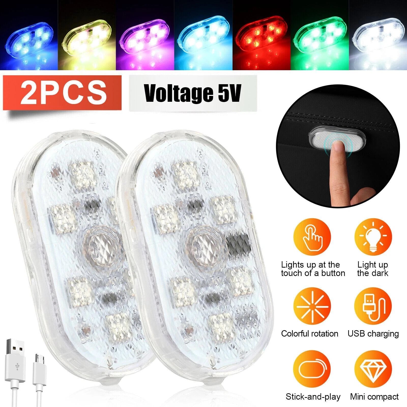 5V 7-color Changing Usb Led Car Lights Touch Control Reading Lamp