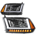 Fit 09-24 Ram 1500 Black/amber U-LED Drl Drl Sequential Turn Signal