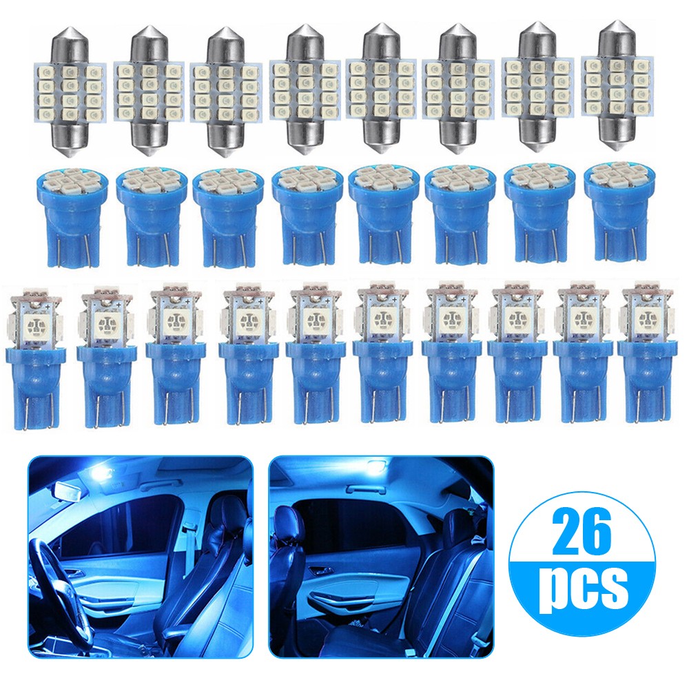 26pcs Car Interior Accessories LED Light For Dome License Plate Bulbs