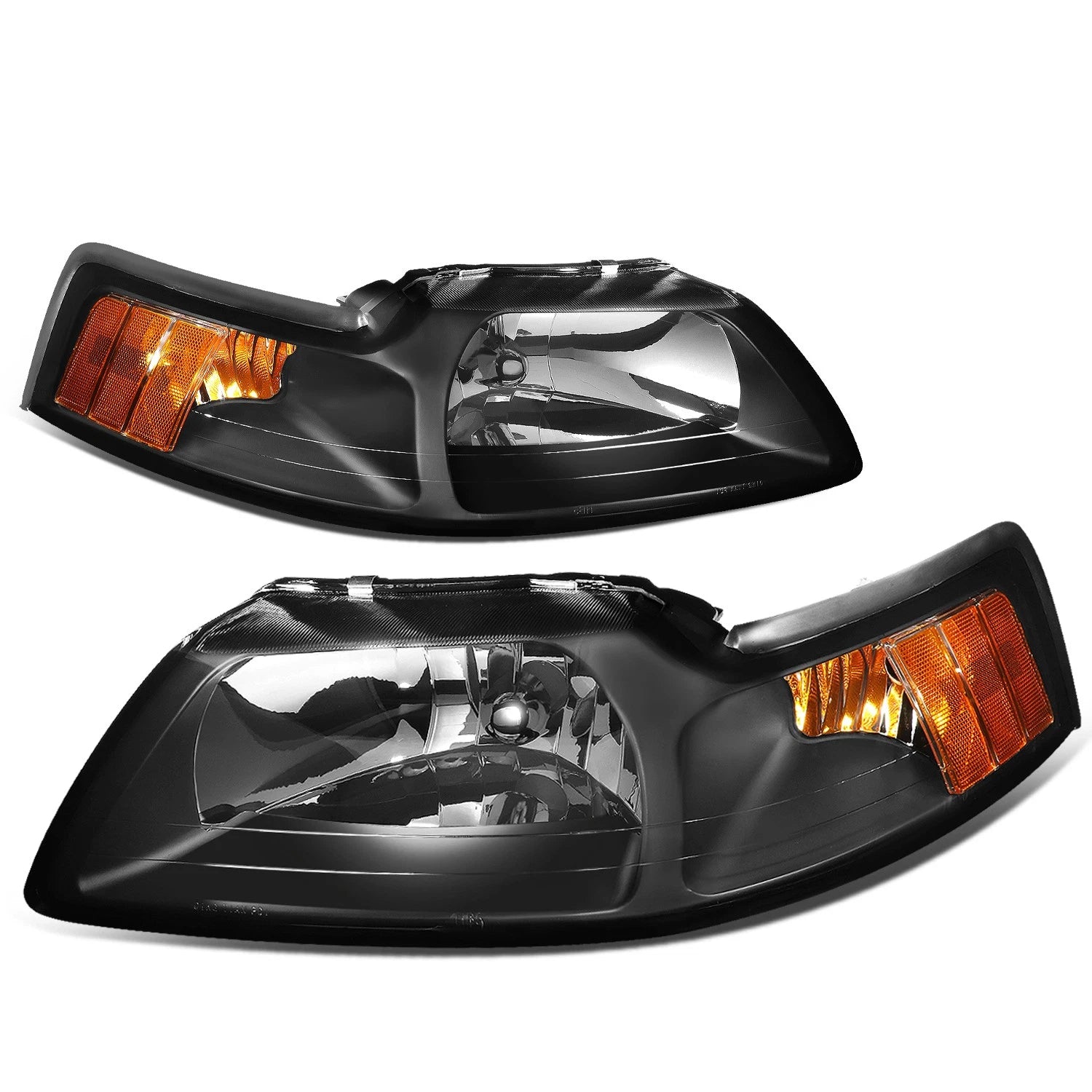 Fit 1999-2004 Ford Mustang Pair Black Housing Amber | Built Supply Co